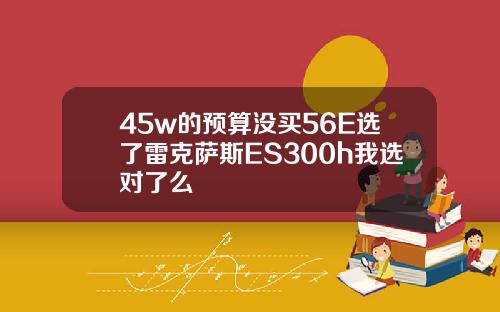 45w的预算没买56E选了雷克萨斯ES300h我选对了么
