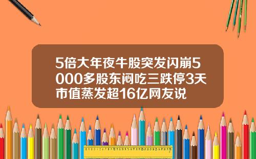 5倍大年夜牛股突发闪崩5000多股东闷吃三跌停3天市值蒸发超16亿网友说