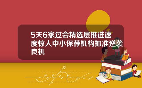 5天6家过会精选层推进速度惊人中小保荐机构抓准逆袭良机