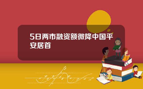 5日两市融资额微降中国平安居首