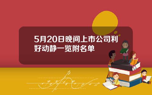 5月20日晚间上市公司利好动静一览附名单