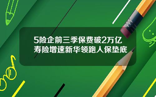 5险企前三季保费破2万亿寿险增速新华领跑人保垫底