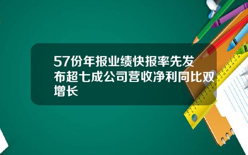 57份年报业绩快报率先发布超七成公司营收净利同比双增长