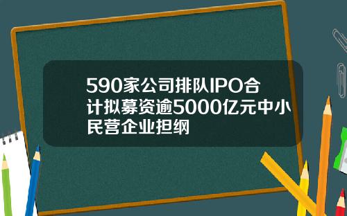 590家公司排队IPO合计拟募资逾5000亿元中小民营企业担纲