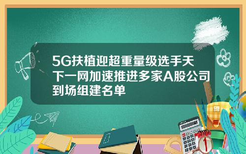 5G扶植迎超重量级选手天下一网加速推进多家A股公司到场组建名单