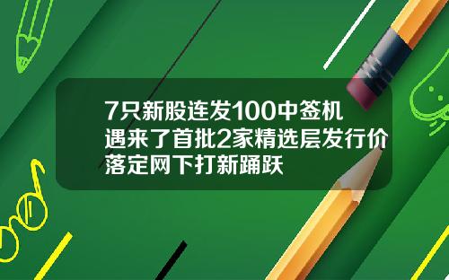 7只新股连发100中签机遇来了首批2家精选层发行价落定网下打新踊跃