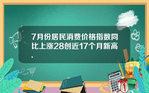 7月份居民消费价格指数同比上涨28创近17个月新高.
