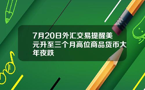 7月20日外汇交易提醒美元升至三个月高位商品货币大年夜跌