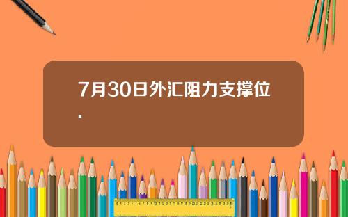 7月30日外汇阻力支撑位.