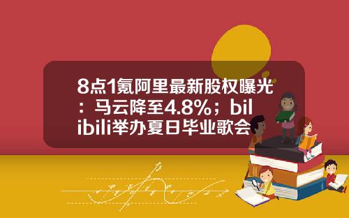 8点1氪阿里最新股权曝光：马云降至4.8%；bilibili举办夏日毕业歌会；元气森林申请酸奶相关商标-智汇财富投资管理有限公司