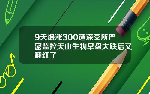 9天爆涨300遭深交所严密监控天山生物早盘大跌后又翻红了