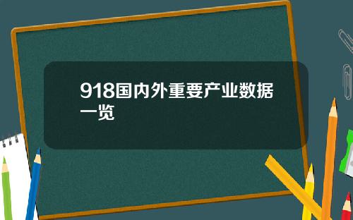 918国内外重要产业数据一览