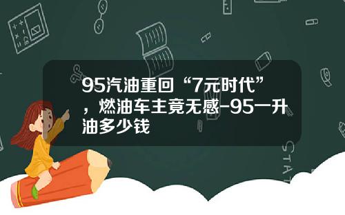 95汽油重回“7元时代”，燃油车主竟无感-95一升油多少钱