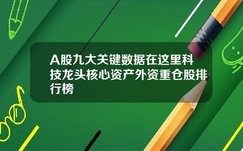 A股九大关键数据在这里科技龙头核心资产外资重仓股排行榜