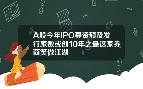 A股今年IPO募资额及发行家数或创10年之最这家券商笑傲江湖
