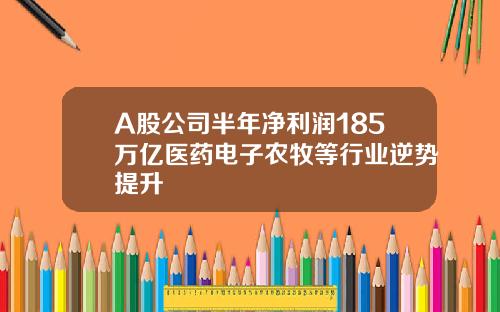 A股公司半年净利润185万亿医药电子农牧等行业逆势提升