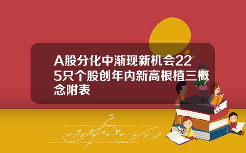 A股分化中渐现新机会225只个股创年内新高根植三概念附表