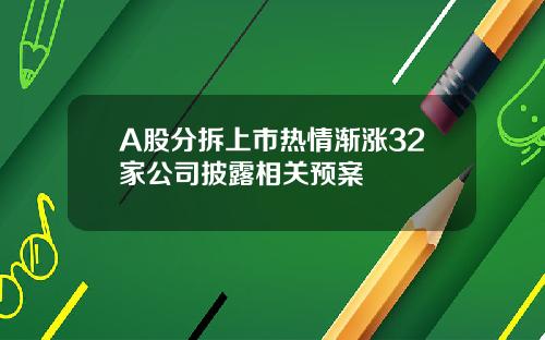 A股分拆上市热情渐涨32家公司披露相关预案