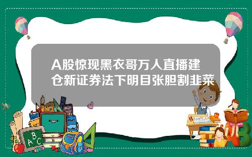 A股惊现黑衣哥万人直播建仓新证券法下明目张胆割韭菜