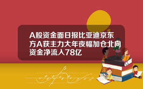 A股资金面日报比亚迪京东方A获主力大年夜幅加仓北向资金净流入78亿