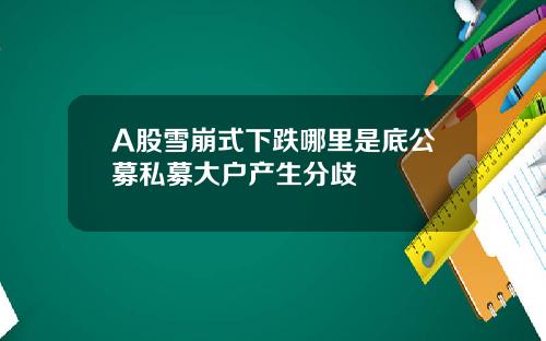 A股雪崩式下跌哪里是底公募私募大户产生分歧