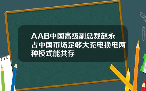 AAB中国高级副总裁赵永占中国市场足够大充电换电两种模式能共存