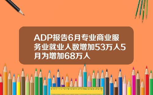 ADP报告6月专业商业服务业就业人数增加53万人5月为增加68万人