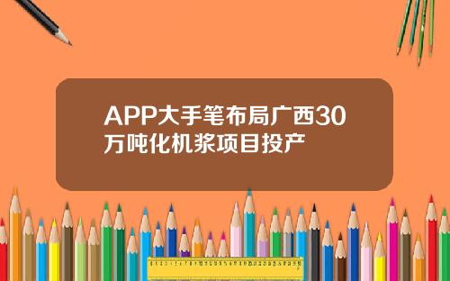 APP大手笔布局广西30万吨化机浆项目投产