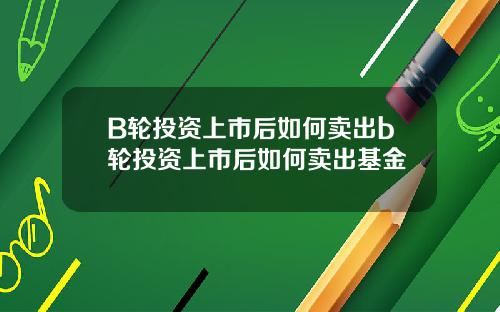 B轮投资上市后如何卖出b轮投资上市后如何卖出基金