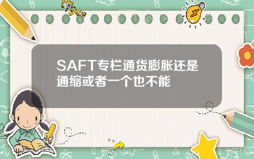 SAFT专栏通货膨胀还是通缩或者一个也不能