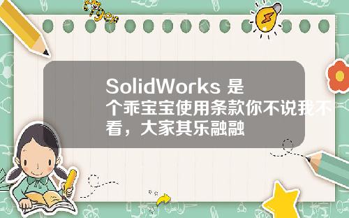 SolidWorks 是个乖宝宝使用条款你不说我不看，大家其乐融融