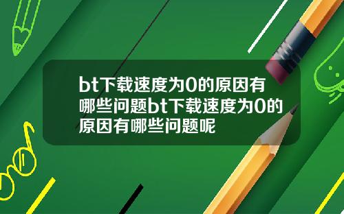 bt下载速度为0的原因有哪些问题bt下载速度为0的原因有哪些问题呢