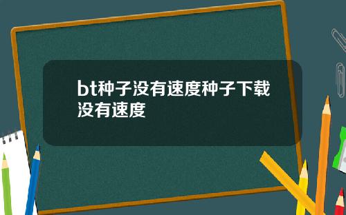 bt种子没有速度种子下载没有速度