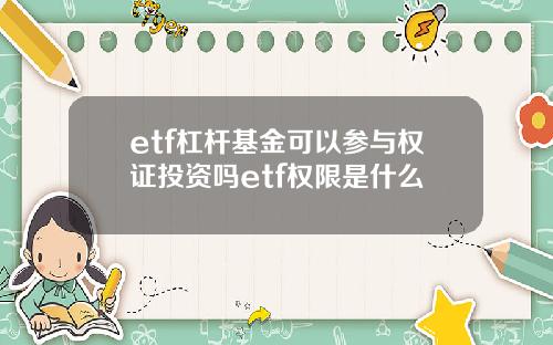etf杠杆基金可以参与权证投资吗etf权限是什么