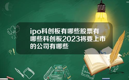 ipo科创板有哪些股票有哪些科创板2023将要上市的公司有哪些