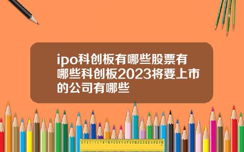 ipo科创板有哪些股票有哪些科创板2023将要上市的公司有哪些