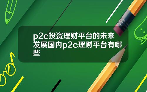 p2c投资理财平台的未来发展国内p2c理财平台有哪些