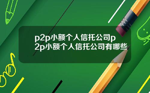 p2p小额个人信托公司p2p小额个人信托公司有哪些