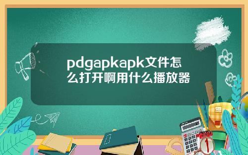 pdgapkapk文件怎么打开啊用什么播放器