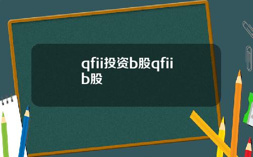 qfii投资b股qfiib股