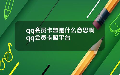 qq会员卡盟是什么意思啊qq会员卡盟平台