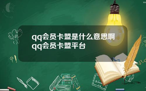 qq会员卡盟是什么意思啊qq会员卡盟平台