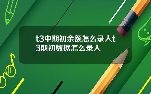 t3中期初余额怎么录入t3期初数据怎么录入