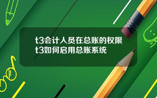 t3会计人员在总账的权限t3如何启用总账系统