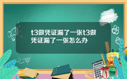 t3做凭证漏了一张t3做凭证漏了一张怎么办