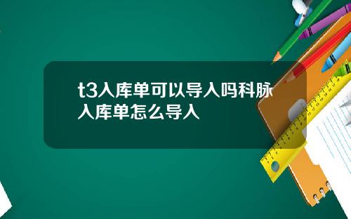 t3入库单可以导入吗科脉入库单怎么导入