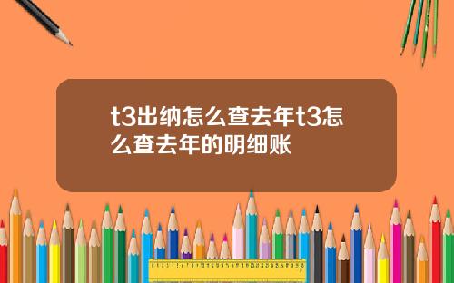 t3出纳怎么查去年t3怎么查去年的明细账