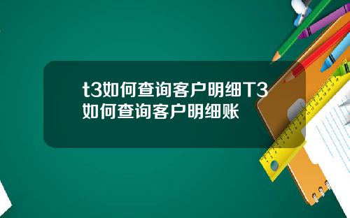 t3如何查询客户明细T3如何查询客户明细账