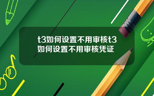 t3如何设置不用审核t3如何设置不用审核凭证