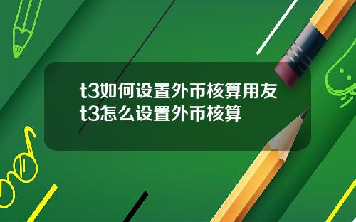 t3如何设置外币核算用友t3怎么设置外币核算